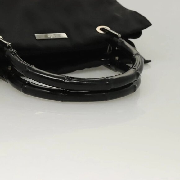 GUCCI Bamboo Hand Bag Nylon Black Silver 002 1016 Auth ep9594 - Picture 8 of 16